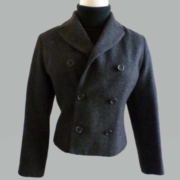 J Crew 4P Gray Double Breasted Cropped Jacket - Picture 2 of 6